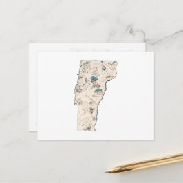 Vermont Vintag Picture Map Staat Chart Postkarte