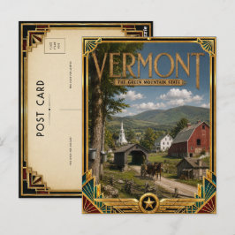 Vermont Vintage Art Deco Golden Age Postkarte