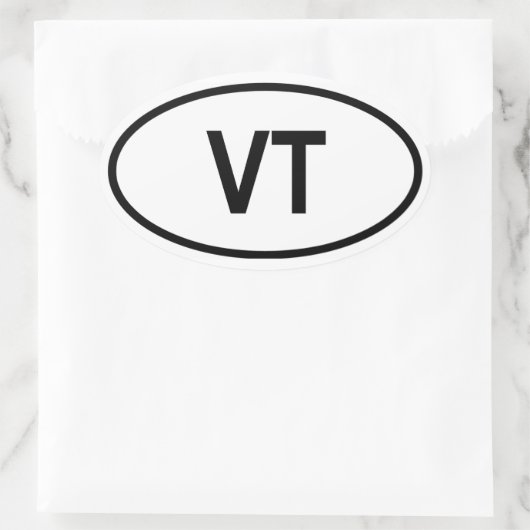Vermont "VT" Ovaler Aufkleber (Tasche)