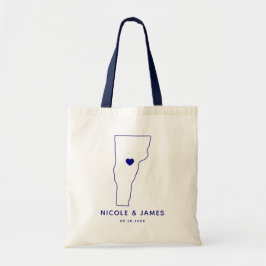 Vermont Wedding Welcome Bag Map Tote, Navy Blue Tragetasche