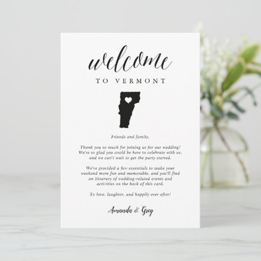 Vermont Wedding Welcome Letter & Itinerary (Stehend Vorderseite)