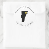 Vermont Wedding Welcome Sticker Tag, Schwarz, Gold (Tasche)