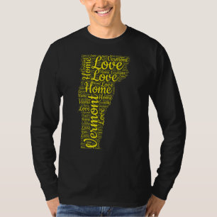 Vermont Zuhause Staat Karte VT Liebe Typ Gold Kart T-Shirt