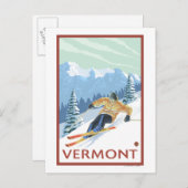 VermontDownhill Skier Scene Postkarte (Vorne/Hinten)