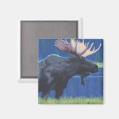 VermontElche im Mondschein Magnet (Vorderseite/Rückseite)