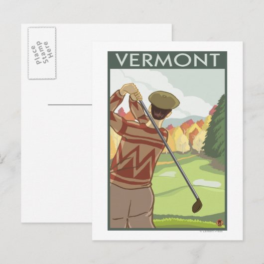 VermontGolfing Scene Postkarte (Vorne/Hinten)