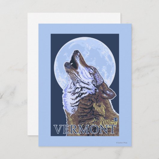VermontHowling Wolf Postkarte (Vorne/Hinten)