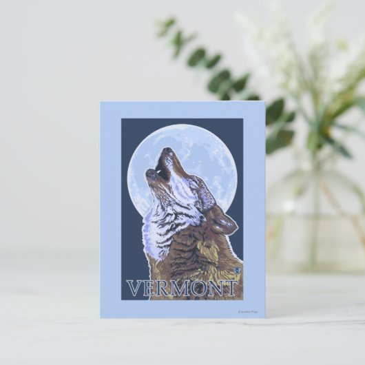 VermontHowling Wolf Postkarte (Stehend Vorderseite)