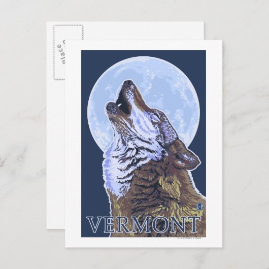 VermontHowling Wolf Postkarte (Vorne/Hinten)