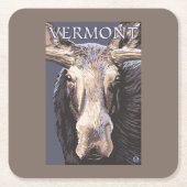 VermontMoose herauf nahes Rechteckiger Pappuntersetzer (Vorderseite)