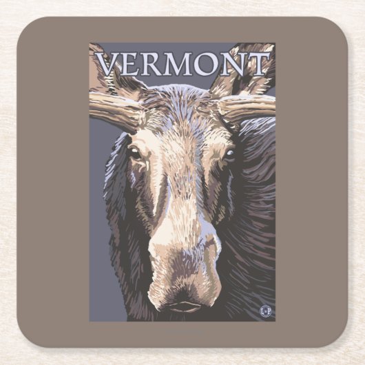 VermontMoose herauf nahes Rechteckiger Pappuntersetzer (Vorderseite)