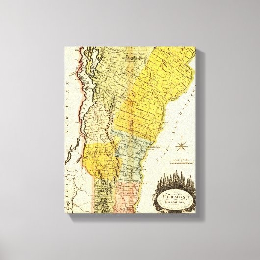 VermontPanorama Karte Vermont Leinwanddruck (Vorderseite)