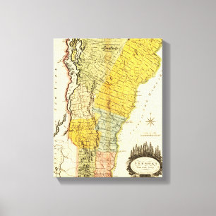 VermontPanorama Karte Vermont Leinwanddruck