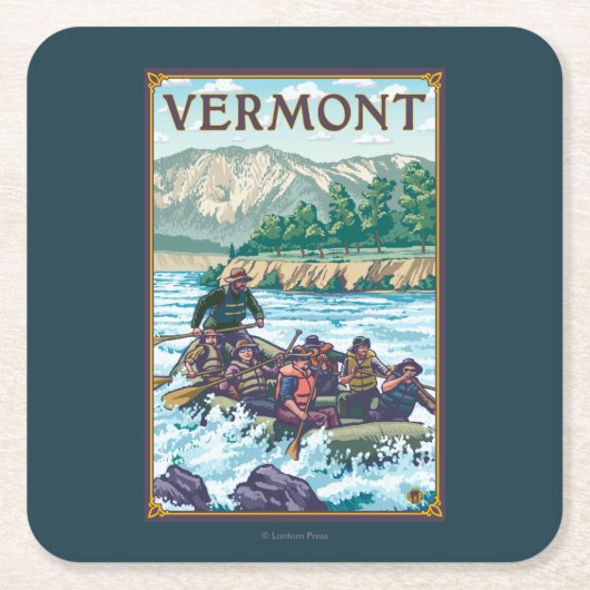 VermontRiver, das Szene flößt Rechteckiger Pappuntersetzer (Vorderseite)