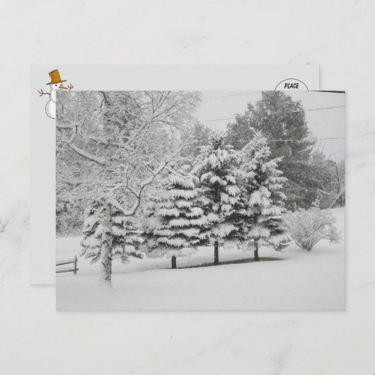 Vermonts Snowy Winter in B&W Postkarte (Vorne/Hinten)