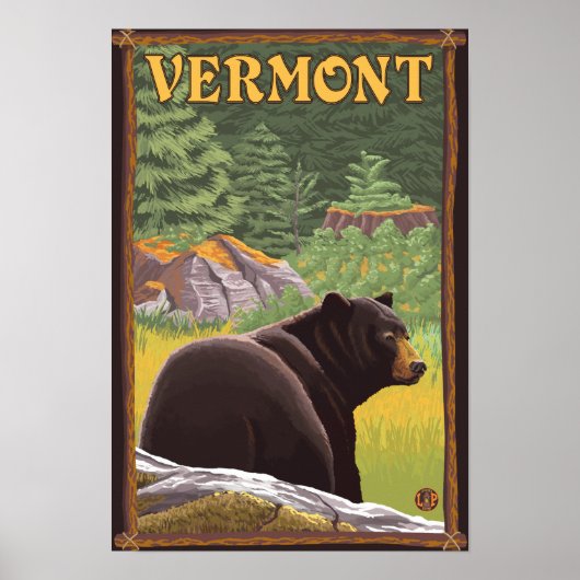 VermontSchwarzer Bär im Wald Poster (Vorne)