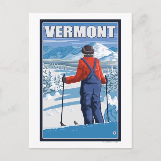 VermontSkier Admiring View Postkarte (Vorderseite)