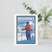VermontSkier Admiring View Postkarte (Stehend Vorderseite)