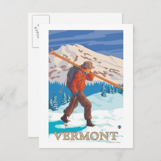 VermontSkier Carry Skis Postkarte (Vorne/Hinten)