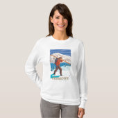 VermontSkier tragende Skis T-Shirt (Vorne ganz)
