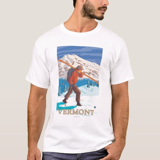 VermontSkier tragende Skis T-Shirt (Vorderseite)