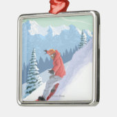 VermontSnowboarder Szene Ornament Aus Metall (Links)