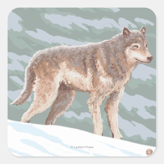 VermontWolf Szene Quadratischer Aufkleber (Vorderseite)