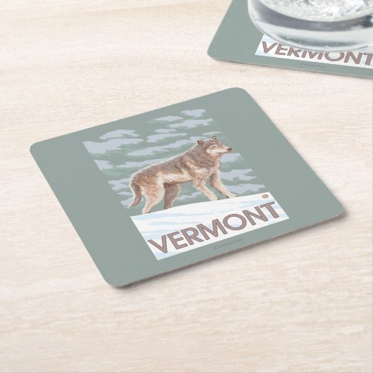 VermontWolf Szene Rechteckiger Pappuntersetzer (angewinkelt)