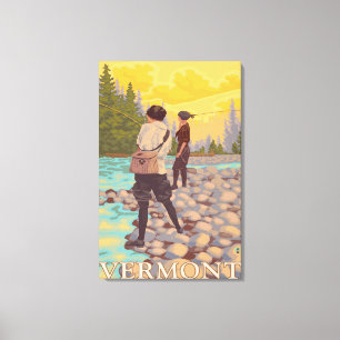 VermontWomen Fly Fishing Scene Leinwanddruck