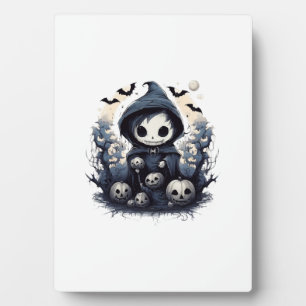 Vermummter Chibi-Sensenmann Halloween - Whimsische Fotoplatte