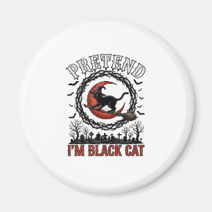 Vermutete schwarze Katze Halloween Hexenhut roter Magnet