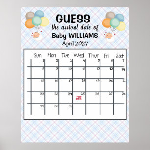 Vermuteter Geburtstermin Kalender Baby Ballons Pos Poster