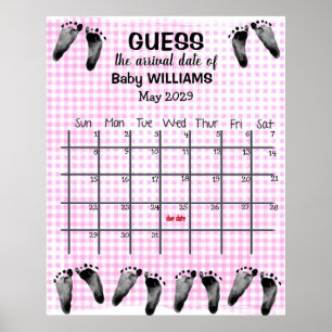 Vermuteter Geburtstermin-Kalender mit Fußabdrücken Poster