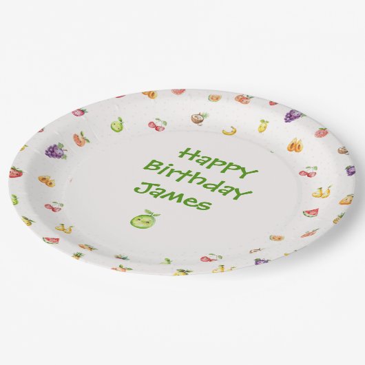 Vermutetes Obst Pappteller (Schrägansicht)