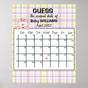 Vermutlicher Geburtstermin Kalender Baby Mädchen P Poster