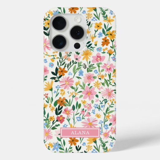 Vernähtes Blumenmuster mit Monogramm Case-Mate iPhone Hülle (Rückseite)