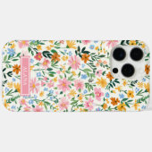 Vernähtes Blumenmuster mit Monogramm Case-Mate iPhone Hülle (Rückseite (Horizontal))