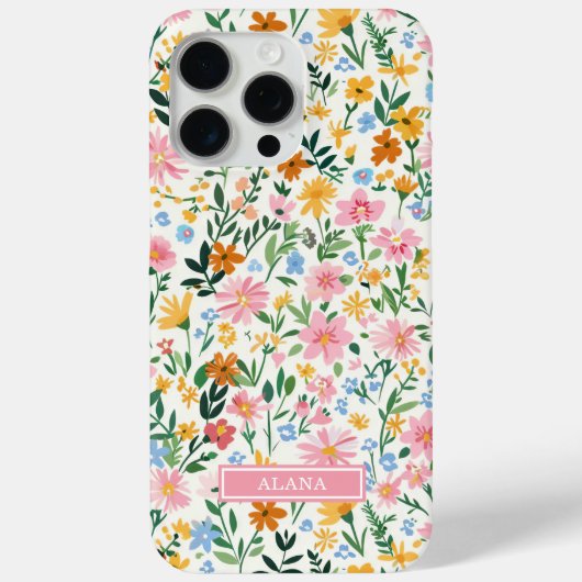 Vernähtes Blumenmuster mit Monogramm Case-Mate iPhone Hülle (Rückseite)