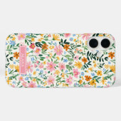 Vernähtes Blumenmuster mit Monogramm Case-Mate iPhone Hülle (Rückseite (Horizontal))