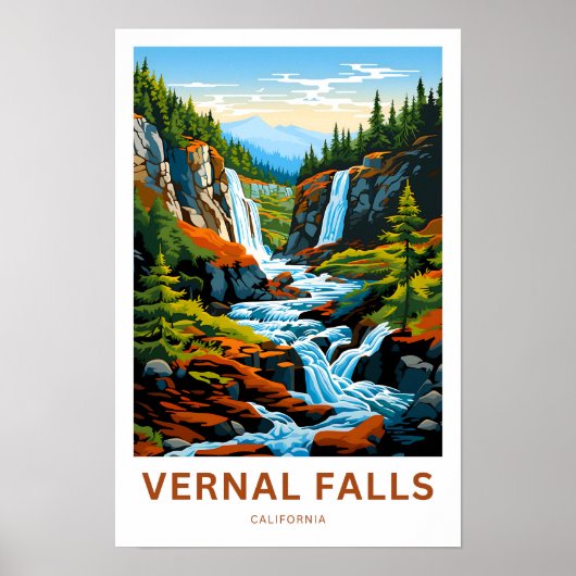 Vernal Falls California Travel Print Poster (Vorne)