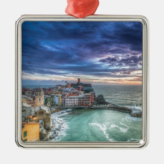Vernazza am Sonnenuntergang, Italien Ornament Aus Metall (Vorne)