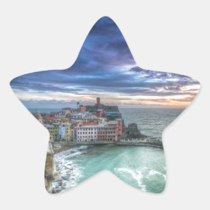 Vernazza am Sonnenuntergang, Italien Stern-Aufkleber