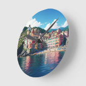 Vernazza, Cinqua Terra Magnet Runde Wanduhr (Winkel)