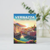 Vernazza, Cinqua Terra Magnet Sonnenuntergang Postkarte (Stehend Vorderseite)