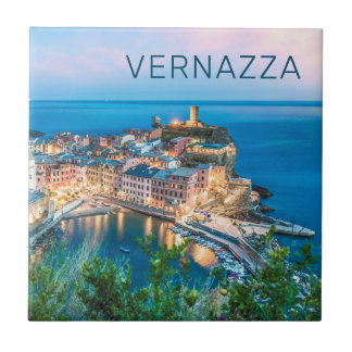 Vernazza Cinque Terre La Spezia Italien Panorama Fliese