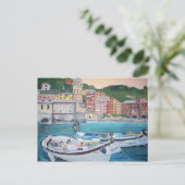 Vernazza Harbour Greetings Postcard Postkarte (Stehend Vorderseite)