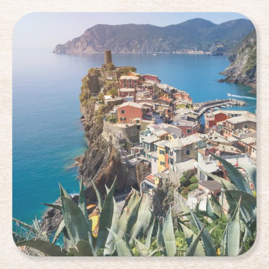 Vernazza Stadt im Cinque Terre Rechteckiger Pappuntersetzer (Vorderseite)