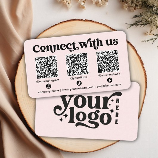 Vernetzen Sie mit uns Social Media QR Code Pink Bu Visitenkarte