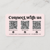 Vernetzen Sie mit uns Social Media QR Code Pink Bu Visitenkarte (Vorderseite)