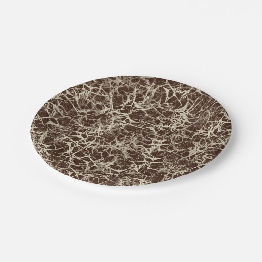 Vernetzende Neuronen auf Rot - nahtloses Muster. Pappteller (Schrägansicht)